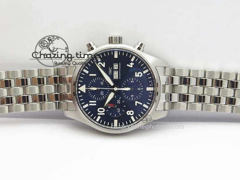 MIROTIME 0808 UrbanChic Pilot Chrono 2016 IW377714 ZF 1:1 Best Edition Blue Dial On SS Bracelet A7750 V 7272